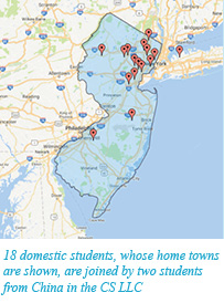 18 domestic students, whose home towns are shown, are joined
      by two students from China in the CS LLC