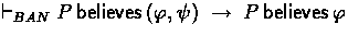 $ \banderives P \believes (\phi,\psi) 
 \implies P \believes \phi $
