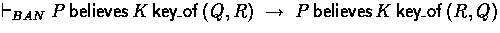 $ \banderives P \believes \key{Q}{R}{K} 
 \implies P \believes \key{R}{Q}{K} $