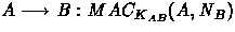$A \longrightarrow B: MAC_{K_{AB}}(A,N_B)$