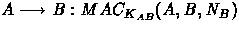 $A \longrightarrow B: MAC_{K_{AB}}(A,B,N_B)$