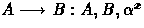 $A \longrightarrow B: A,B,\alpha^x$