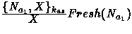 $\mbox{$\frac{\displaystyle {\{N_{a_1},X
 \}_{k_{as}}}}{\displaystyle {X} } $}
Fresh(N_{a_1})$