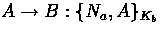$A\to B:\{N_a,A\}_{K_b}$