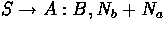 $S\to A:B, N_b+N_a$