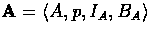 $\mbox{\bf A} = \langle A, p, I_{A}, B_{A}
\rangle$